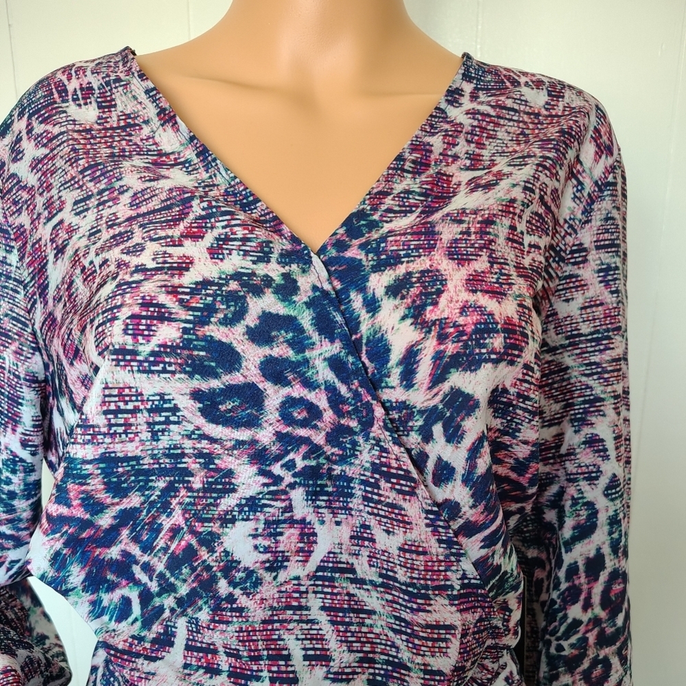 Jennifer Lopez Bell Sleeve Romper Dressy  Blue And Purple Size XL - Picture 4 of 11